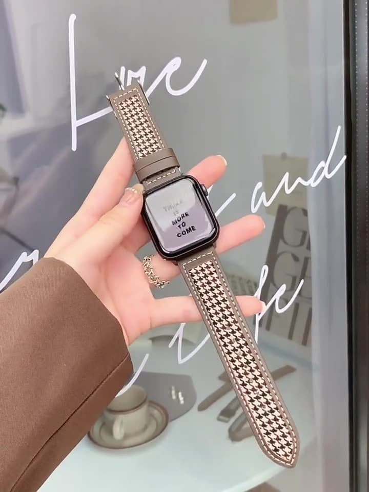 iwatch strap leather canvas plaid apple watch 44mm generation creative
