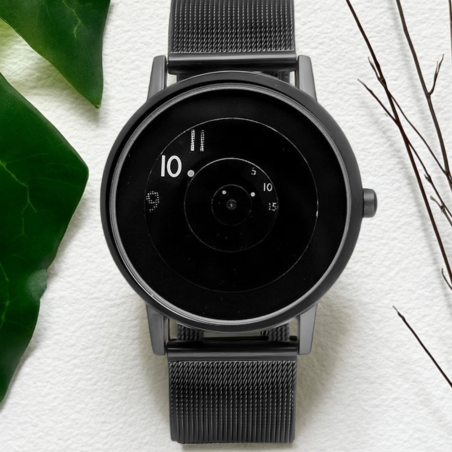 New concept pointerless watch with mesh dial, trendy and fashionable steel strap watch for young people.
