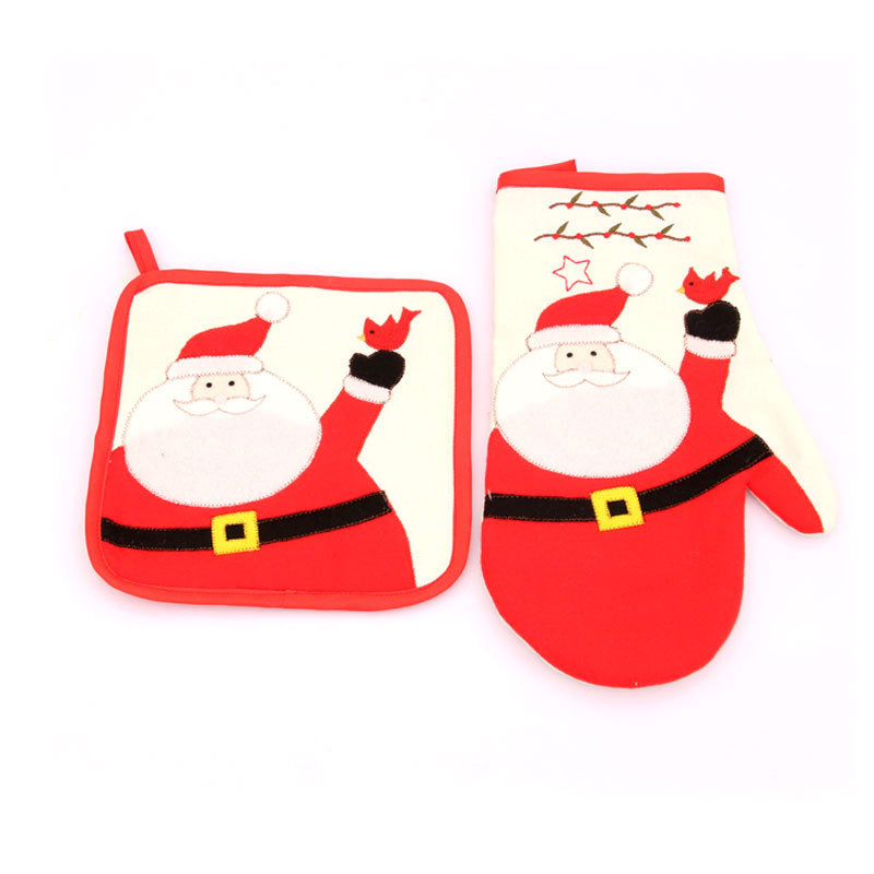 Christmas Microwave Gloves Meal Mat Christmas Home Decor Table Mat Insulation Mat