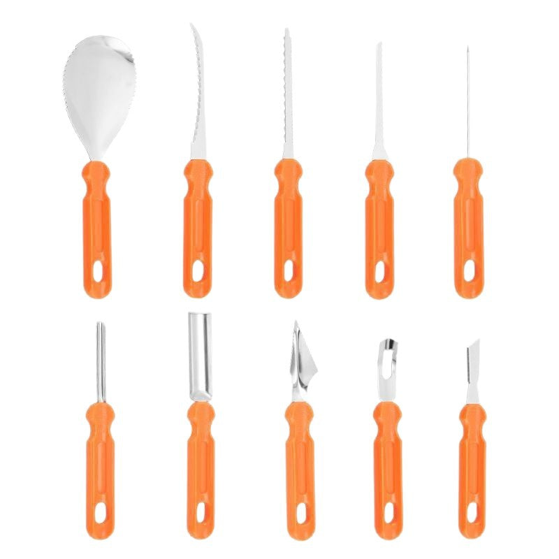 Halloween Pumpkin Carving Knife Ten Piece Set Stainless Steel Fruit Platter Carving Pottery Tool Set