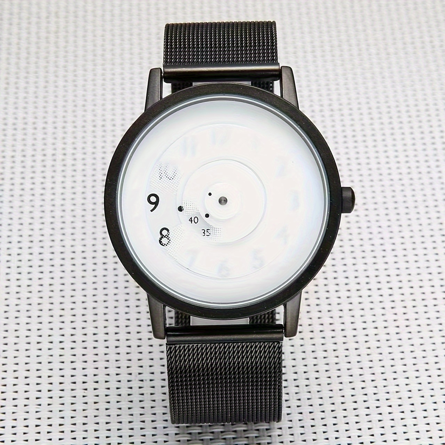 New concept pointerless watch with mesh dial, trendy and fashionable steel strap watch for young people.