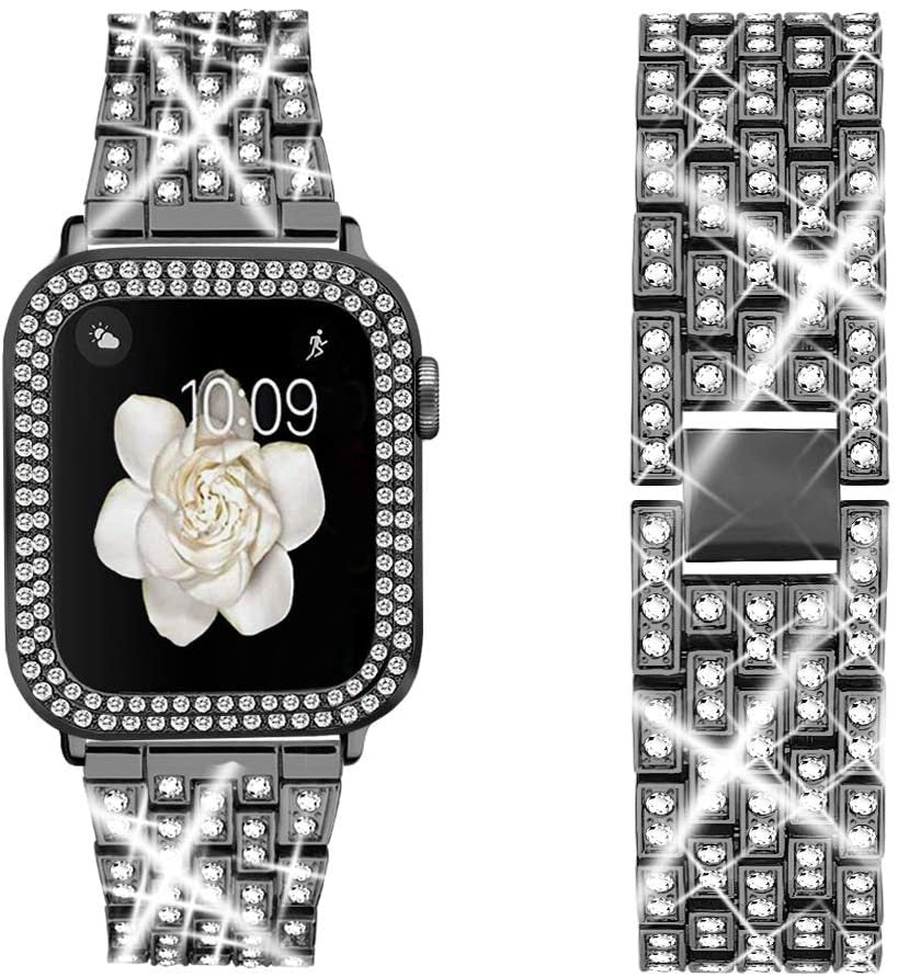 Metal Strap for Apple Watch Band 41mm 45mm 40mm 44mm Woman Diamond Stainless Steel Link Bracelet iWatch 8 7 6 SE 5 3 Accessories